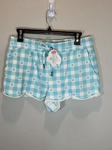NWT Ivory Ella Shorts Size L Blue and White Check - Picture 1 of 7