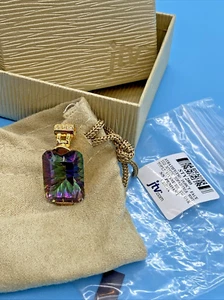 Rainbow Mystic Fire Topaz & CZ's Gemstone 18K Over 925 Sterling Pendant NOS - Picture 1 of 20