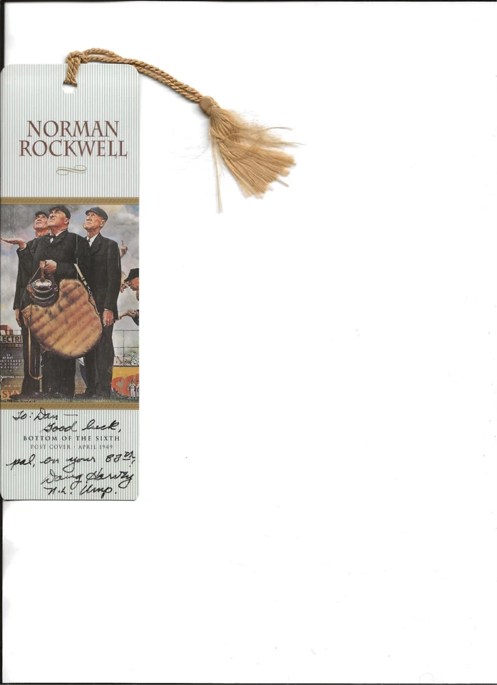 Doug Harvey autograph on Norman Rockwell "Umpires" bookmark - Изображение 1 из 1