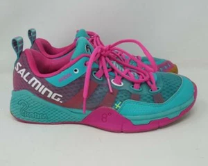 Salming Kobra Indoor Badminton Sneakers Turquoise/Pink Women's Size 27 / US 10 - Picture 1 of 11