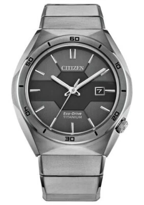 Citizen Mens Titanium EcoDrive Ring Silver Stainles Steel Watch 41 MM AW1660-51H - Image 1 of 4