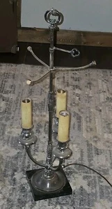 Antique Pairpoint Brass Lamp W/Marble Base 3 Candlestick W/Pull Chains 27”Tall - Picture 1 of 17