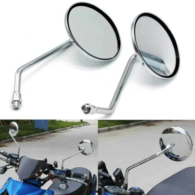 Chrome Round Mirrors For Harely Honda CL90 CT90 CB100 CL100 CL125 CB125 Suzuki - Image 1 of 4