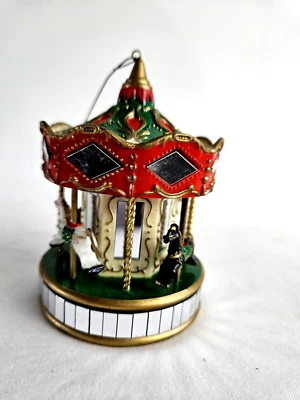 Vintage Noma Christmas Ornament Plastic Merry Go Round Carousel Horses/Mirrors - Изображение 1 из 4