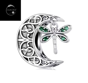 Sterling Silver 925 Charm Dragonfly Insect Moon Family Tree Bead Friend Daughter - Picture 1 of 25