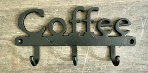 Kaffee 3 Haken schwarz Gusseisen Leine/Schlüsselablage, 4” x 8,25” - Bild 1 von 1
