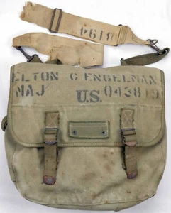 US M1936 Musette Bag WW2/Korea named + 1944 dated USAAF/US Air Force - Picture 1 of 11