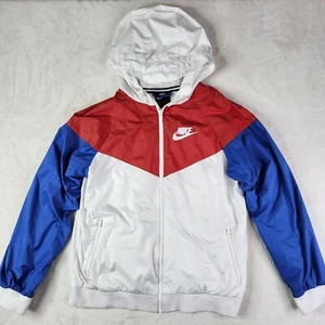 NIKE Youth Hooded Track Windbreaker Jacket Size XL Full Zip Red, White & Blue - Picture 1 of 7