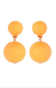 Orange Dangle Ball Post Earrings - Picture 1 of 1