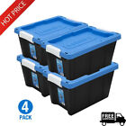 4 Pack 5 Gal Latching Storage Tote Container Organize Stackable Compact Plastic