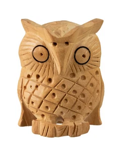 Figurine Chouette en Bois – Artisanat de Collection - Inde - 5924 - Imagen 1 de 6