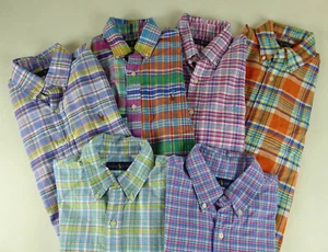 Camisa de algodón Polo Ralph Lauren LS a cuadros 100 % Oxford con logotipo de flequillo $89 - $98 nuevo con etiquetas - Imagen 1 de 27
