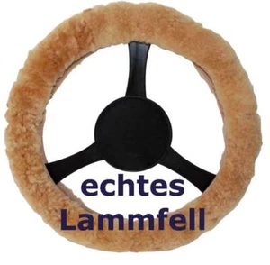 Lammfell Lenkradbezug Camel Lenkradschoner Lenkradüberzug 37-39 cm Fellbezug - Bild 1 von 1