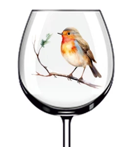 12x Colourful Christmas Robin Bird Vinyl Sticker Decal Tumbler Wine Glass Bottle - Picture 1 of 3