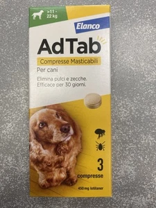ADTAB ANTIPARASSITARIO PER CANE 11-22 KG ELANCO ELIMINA PULCI E ZECCHE 3 PASTIIC - Foto 1 di 5