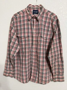 Wrangler Damen Gr. XL kariert Western rosa Perlen Druckknopf Langarm Bluse - Bild 1 von 4