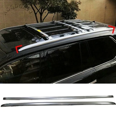 Silver Aluminum Alloy Roof Luggage Rock Side Rails For LEXUS LX570 2016 2017-21 - Image 1 of 3