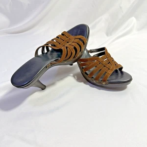 Cole Haan CLIO Designer Women Brown Suede Boho Slides Mule Heel Shoe Size 9.5B - Picture 1 of 8