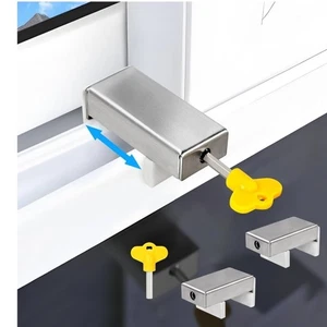 2 Pcs Stainless Steel Sliding Door Lock: Easy Install for Security & Ventilation - Picture 1 of 8