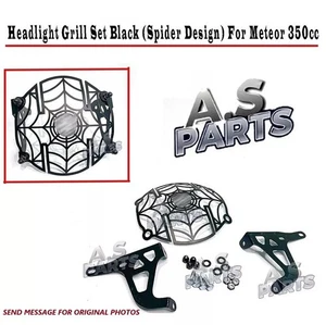 Fit For Royal Enfield Meteor 350cc - "Headlight Grill Set Black Spider Design" - Picture 1 of 10