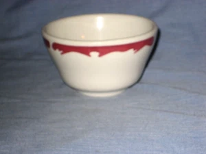 BUFFALO CHINA RESTAURANT WARE SMALL SIDE DISH BOWL- RED WAVE EDGE- 1950'S - 60'S - Picture 1 of 3