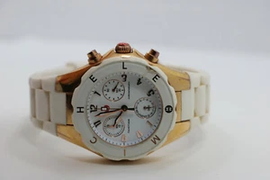MICHELE TAHITIAN JELLY BEAN,ROSE GOLD TONE WHITE SILICONE WATCH MWW12D000015 - Picture 1 of 6
