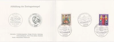1985 Germany/West Berlin card Christmas stamps (Y 1970 and 71) cancel Nurnberg - Image 1 of 3