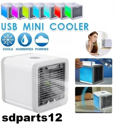 Mini Condizionatore Deumidificatore Acqua Ventilatore Led Portatile USB 3 In 1 - Immagine 1 di 4