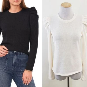 Chelsea & Violet Crew Neck Puff Sleeve Sweater Knit Top size medium NEW NWT - Picture 1 of 7