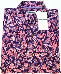 Tommy Bahama Short Sleeve Shirt Parachute Purple Monstera Del Mar Pink Flrl $138