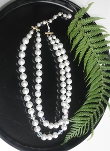 Vintage Plastic Pearl Necklace 2 Strings - Picture 1 of 2