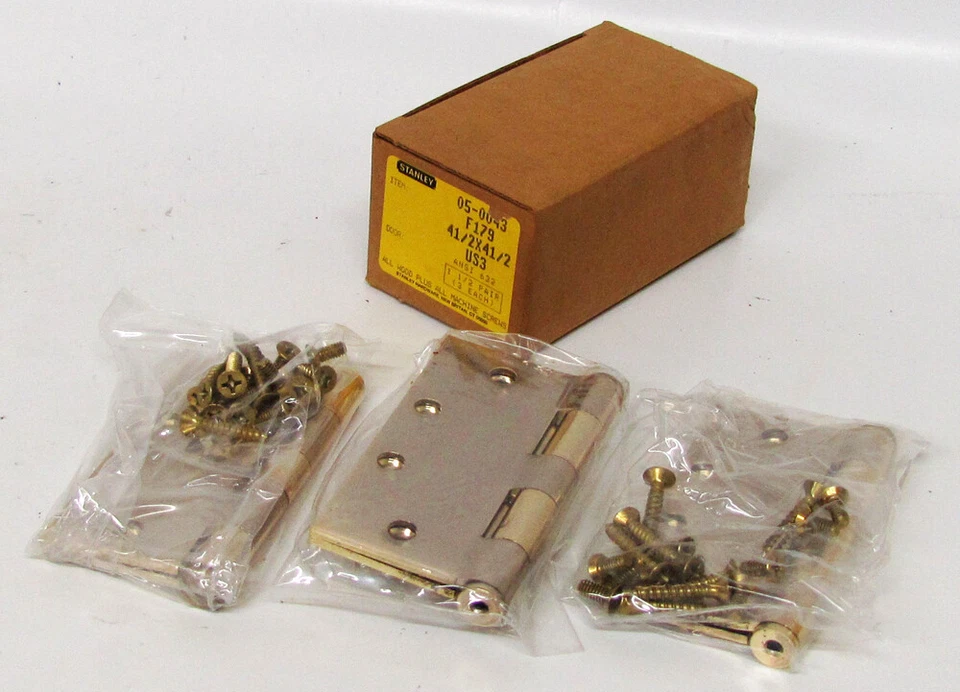 3 x BISAGRAS DE PUERTA STANLEY F179 Full Mortase US3 4 1/2" x 4 1/2" NUEVO/NOS Latón Foto 1 de 1
