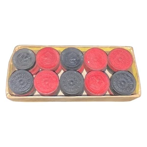 30 Wood Checkers Game Pieces Vintage 15 Red 15 Black - Picture 1 of 4