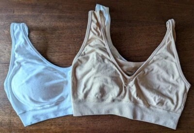 Jockey Generations Bra Bralette Lot, 1 White 1 Beige, Tank Strap, Size Small - Image 1 of 4