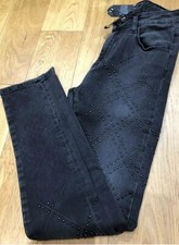 BNWT BROCKENBOW Reina Dome-studded Skinny Jeans In Black Size 24RRP £280