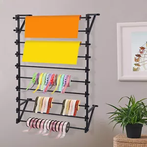 Wandmontiertes Präsentationsregal, 10-lagiges Wand Geschenkpapier Band Organizer Schwarz - Bild 1 von 21