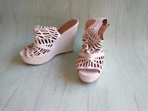 Charlotte Russe Damen-Plateauschuhe mit Keilabsatz Größe 5 offene Zehenpartie - Bild 1 von 7