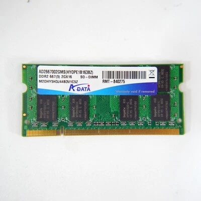 ADATA 2GB 200 Pin PC2-5300 CL5 DDR2-667 2Rx8 1.8V SODIMM RAM Memory AD2667002GMS - Image 1 of 4