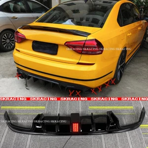 Fits Volkswagen VW Passat 2016-2018 Glossy Black Rear Bumper Diffuser Lip Kit - Picture 1 of 19