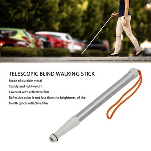 Telescopic Blind Walking Stick Anti Slip Shockproof Blind Reflective Guide - Picture 1 of 22