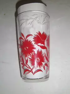 FIVE Mid 20th Century Hazel Atlas Red Flower Swanky Swigs Type 5" Glasses GREAT! - Picture 1 of 4