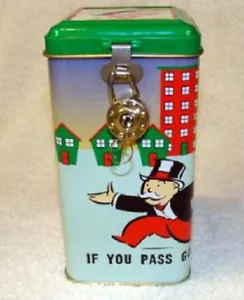 MONOPOLY TIN BANK WITH LOCK NEW - Picture 1 of 6