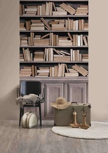 Fotomural Grandeco Vellón A41601 Biblioteca Libros Beige Marrón (10,10€/1m²) - Imagen 1 de 1