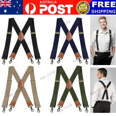 Men's Suspenders X Back 1.37 Inch Wide with Extra Heavy Clips Adjustable Braces - image 1 of 4