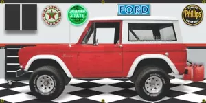 1968 Ford Bronco Red/White (169) Garage Scene 13oz.Vinyl Banner.Two sizes - Picture 1 of 1