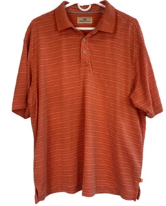 Tommy Bahama Size XL Modal & Poly Orange Striped Short Sleeve Polo - Picture 1 of 8