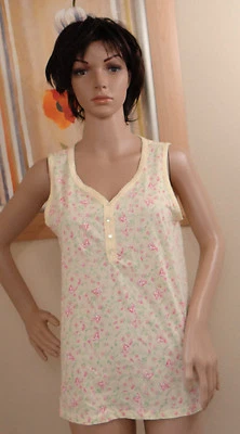 NUEVO SIN ETIQUETAS CHARTER CLUB sin mangas amarillo floral botón pijama top/camisa para dormir, talla S Foto 1 de 2