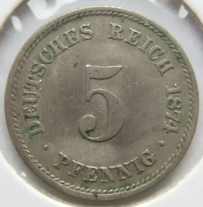 Pièce de Monnaie Reich Allemand Empire 5 Pfennig 1874 D En Very fine / Extremely - Picture 1 of 2