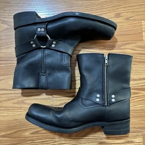 X Element Schwarz Leder Harness Stiefel Motorrad Herren 13 Knöchel Reißverschluss - Bild 1 von 20