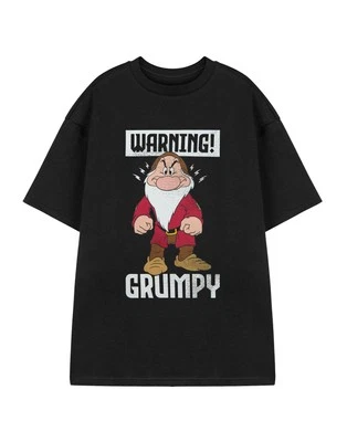 Disney Snow White & The Seven Dwarfs Negro Warning Grumpy Camiseta de manga cort - Imagen 1 de 4